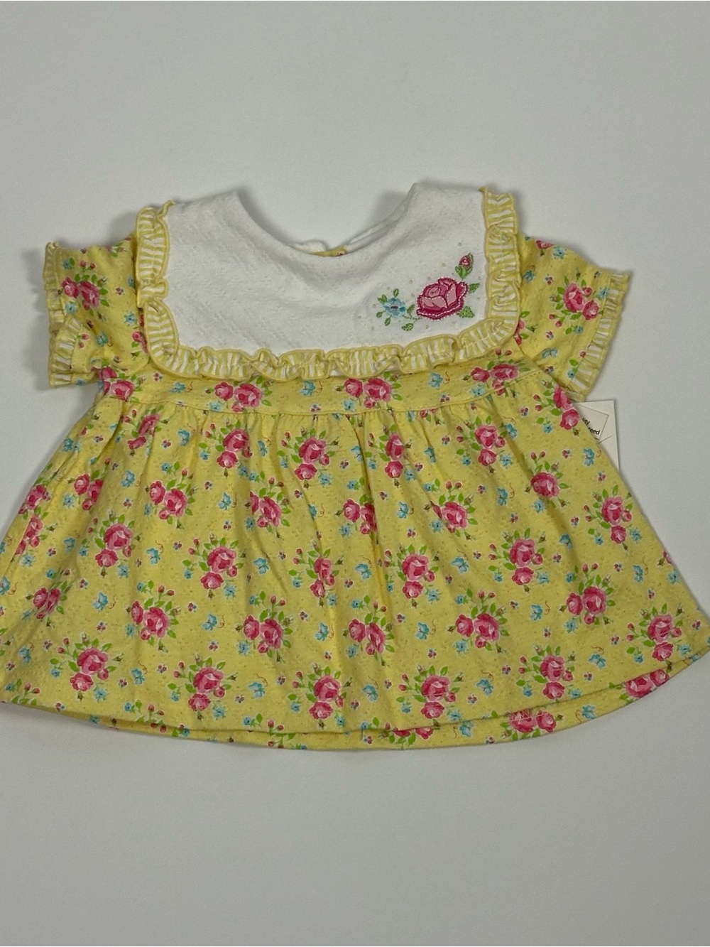 BABY OKIE DOKIE vintage yellow bib dress NWT - size 6-9 months